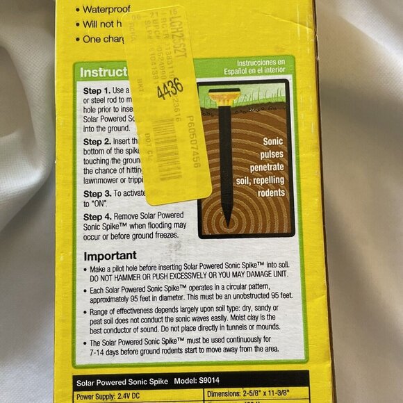 Sweeneys Solar Powered Mole & Gopher Sonic Spike - Picture 4 of 12